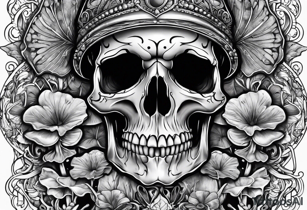 Skull magic mushrooms tattoo idea