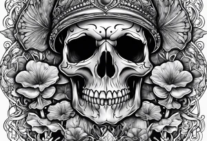 Skull magic mushrooms tattoo idea
