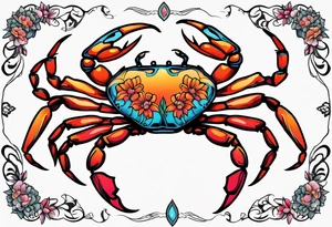 Flowers zodiac crab cancer tattoo idea