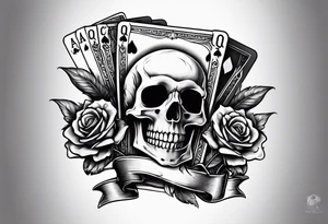 Skeleton hand holding out two playing cards, 8 of spades and 7 of spades tattoo idea