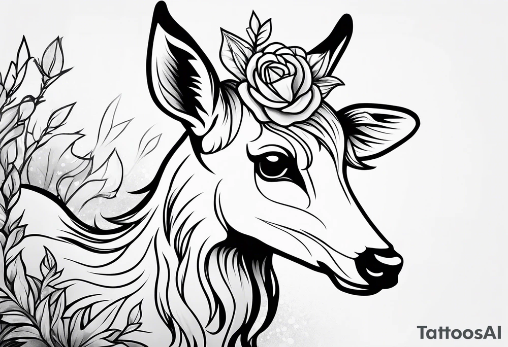 sad crying fawn simple tattoo idea