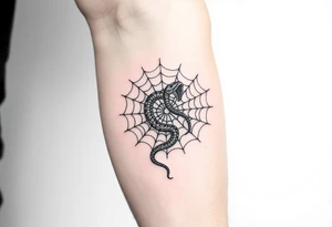 Snake wrapped in a spider web tattoo idea