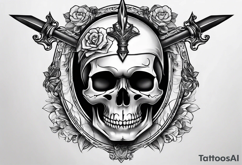 dagger piercing an eyesocket of the skull tattoo idea
