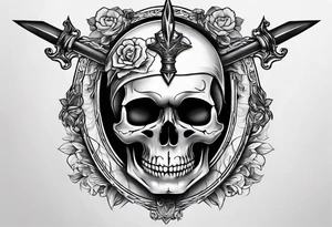 dagger piercing an eyesocket of the skull tattoo idea