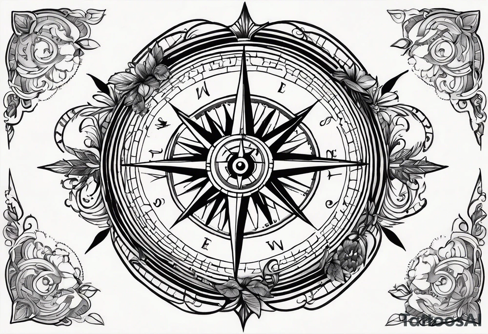 Vintage Compass Design tattoo idea