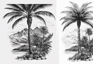 Juniper and palm tree sleeve. tattoo idea