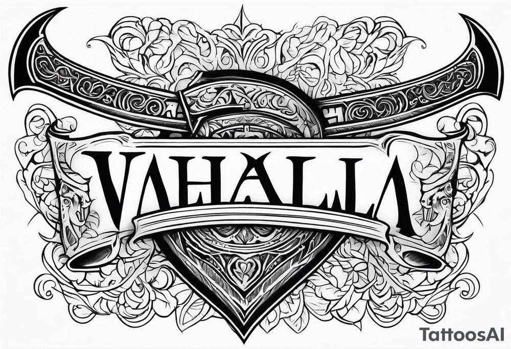 Valhalla sword axe tattoo idea