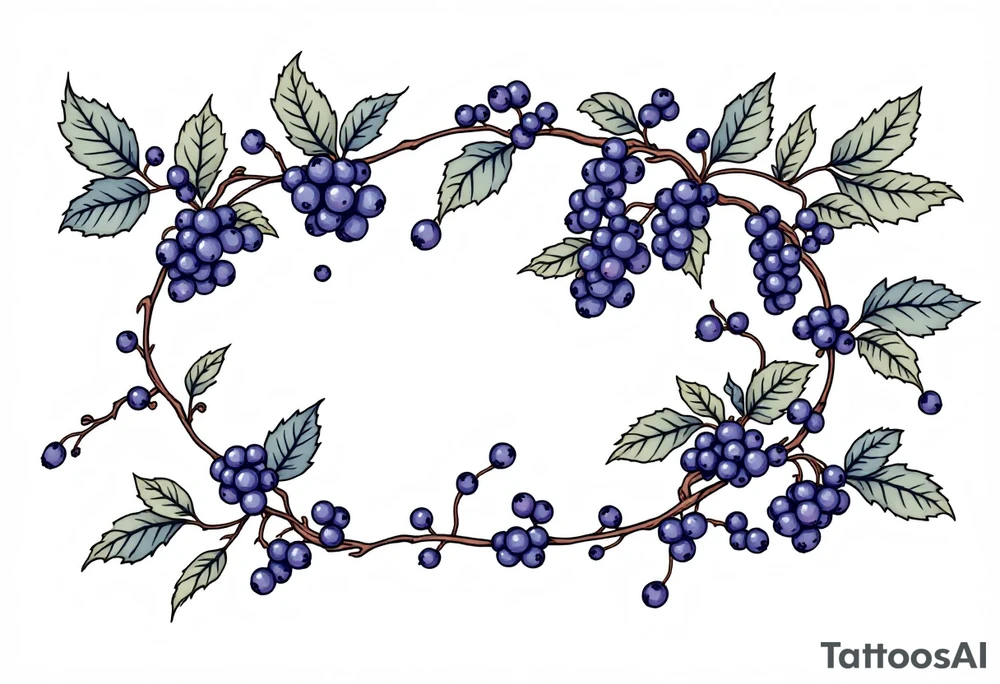 American traditional style Blackberry vine in a line tattoo idea