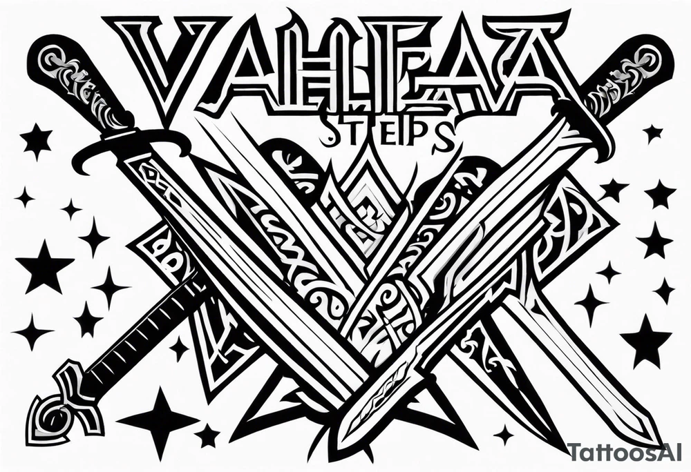 Valhalla steps sword tattoo idea