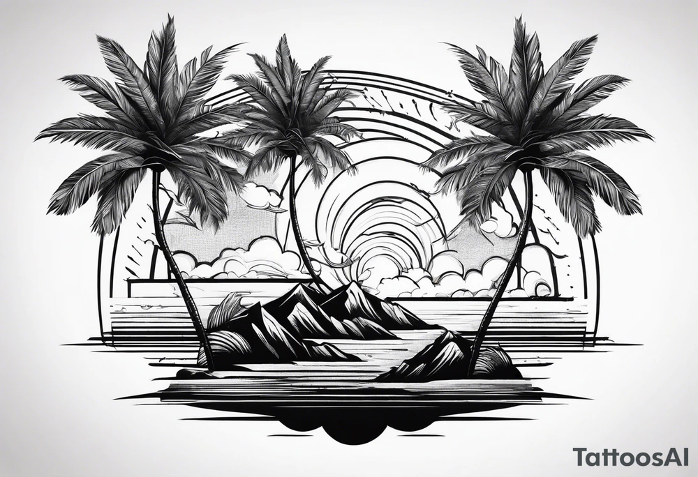 palm tree without leaves tattoo idea