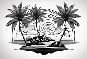 palm tree without leaves tattoo idea