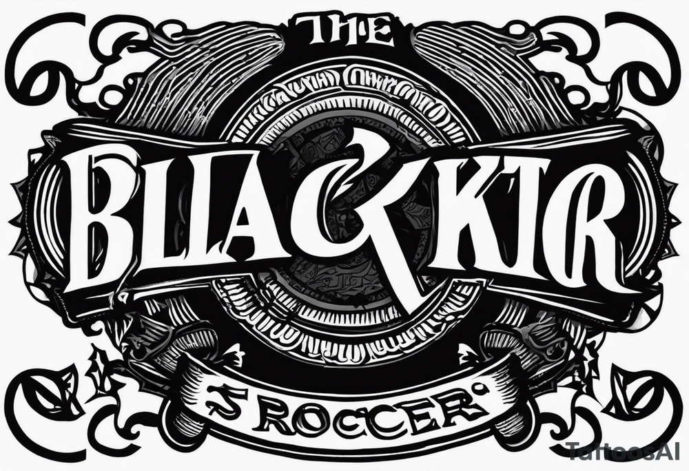 A tattoo of a three-piece motorcycle club patch with a centrepiece a top rocker snd a bottom rocker. 
The centre piece is an image well it’s a drawing of a clenched fist 
The top rocker curves around the top of the centrepiece and has the words “BLACK*POWER” written inside it as specified all in upper case and using the bold condensed benguiat font. The bottom rocker Curves around the bottom of this centrepiece and has the word “WAIKATO” written in it as specified all in uppercase and using the bold condensed benguiat font tattoo idea