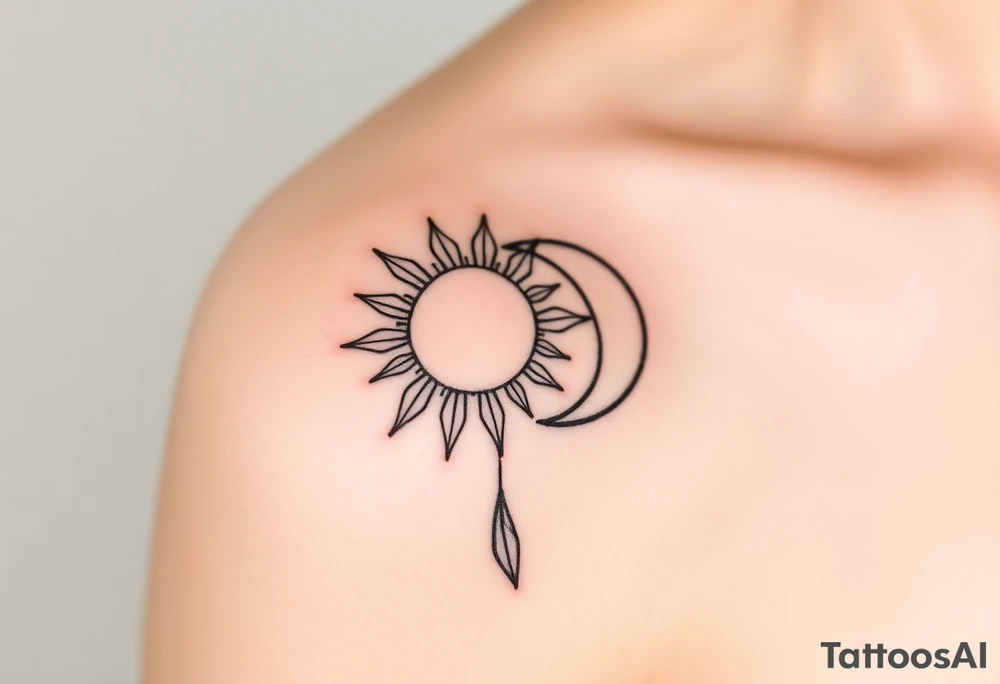 The sun and the moon cascading tattoo idea