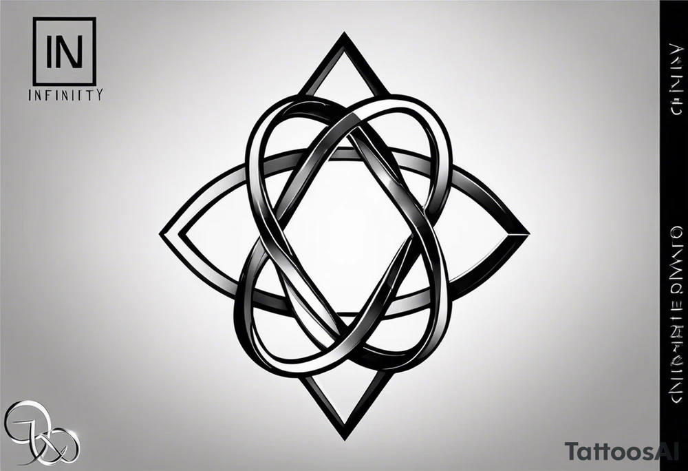infinity symbol with four diamonds
One diamond inside one of the loops of the infinity symbol and one in the other.

Where the lines cross each other one on one side and another on the opposite side.

the infinity symbol will be the basic infinite symbol and it will four distinct diamonds tattoo idea