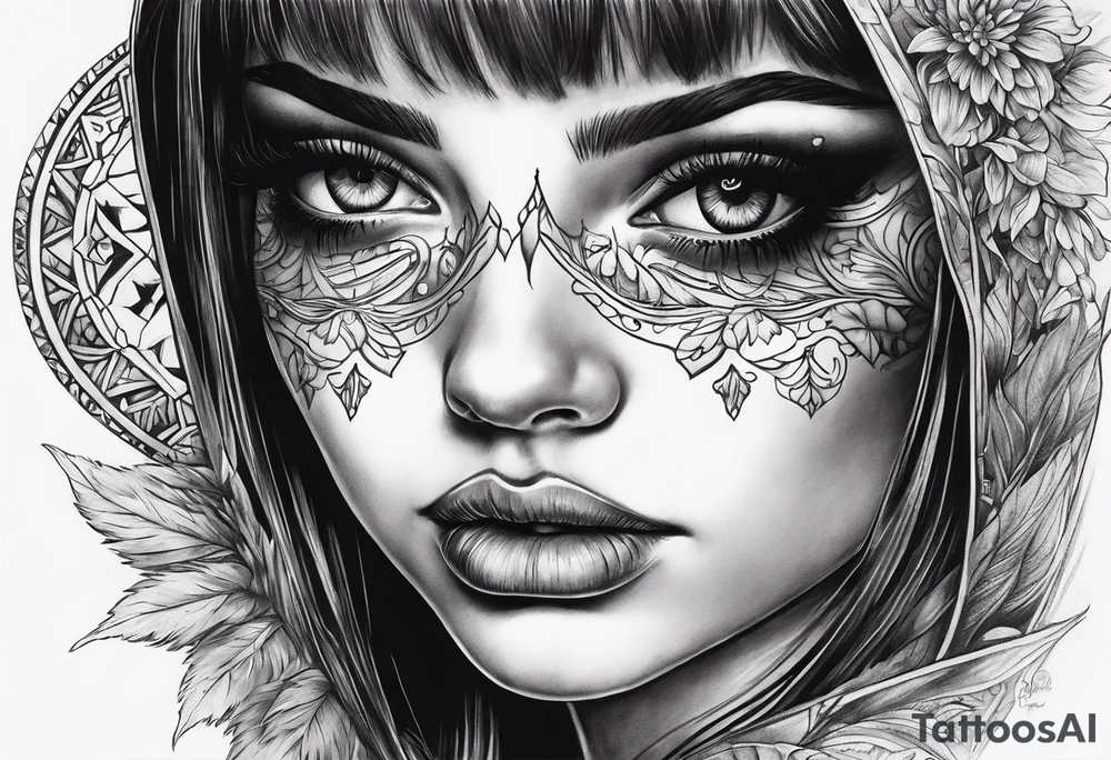 dead girl with eye reflection tattoo idea