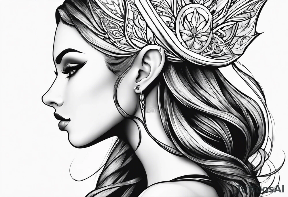pointed ears elf simple profile tattoo idea