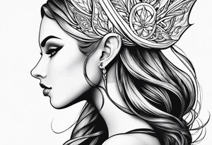 pointed ears elf simple profile tattoo idea