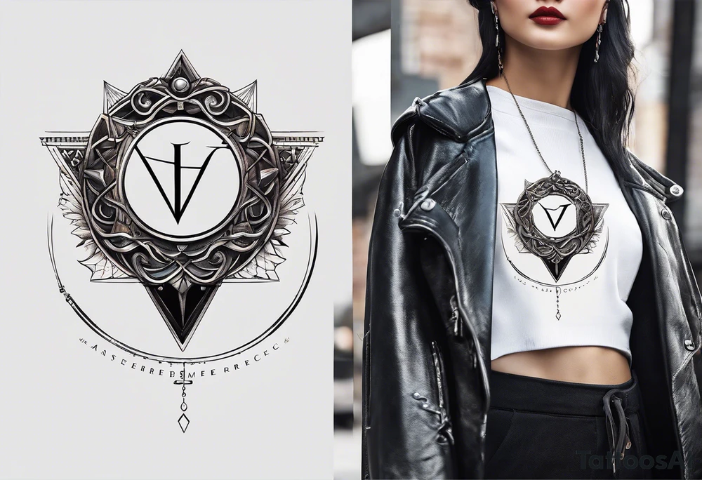 letter delta inside a chain circle, subtle, womanly, simplistic tattoo idea
