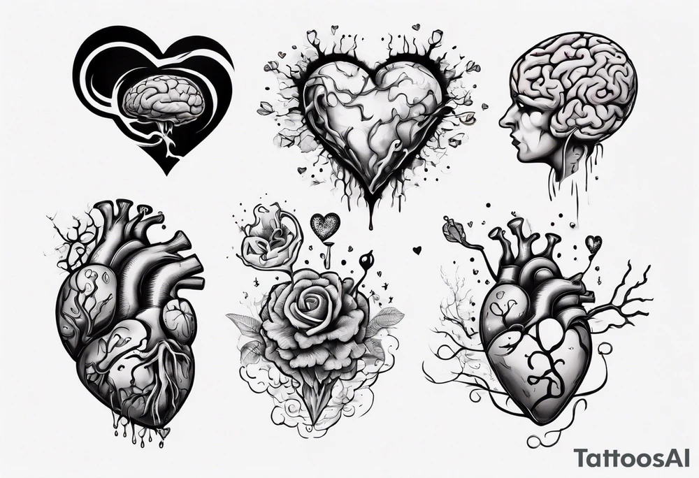 Heart and brain floating away tattoo idea