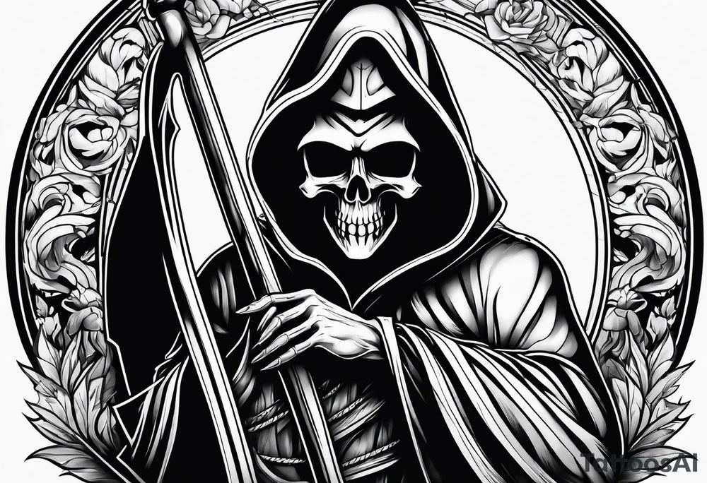 grim reaper pinup tattoo idea