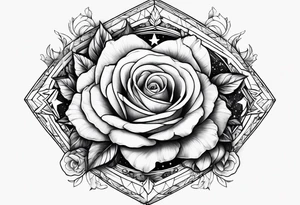 Tesseract with roses and stars around it tattoo idea