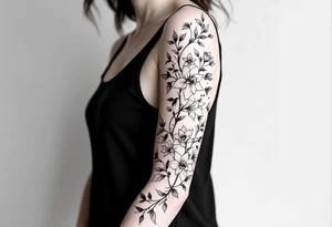 sleeve of holly and daffodils tattoo idea