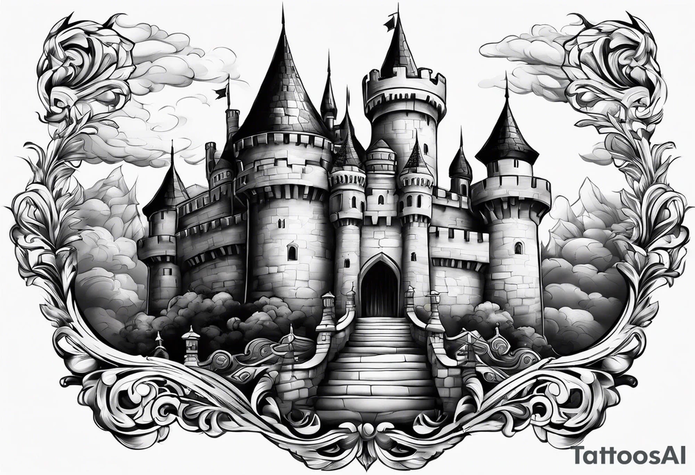 a castle floating in the sky tattoo idea