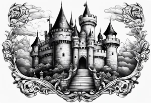 a castle floating in the sky tattoo idea