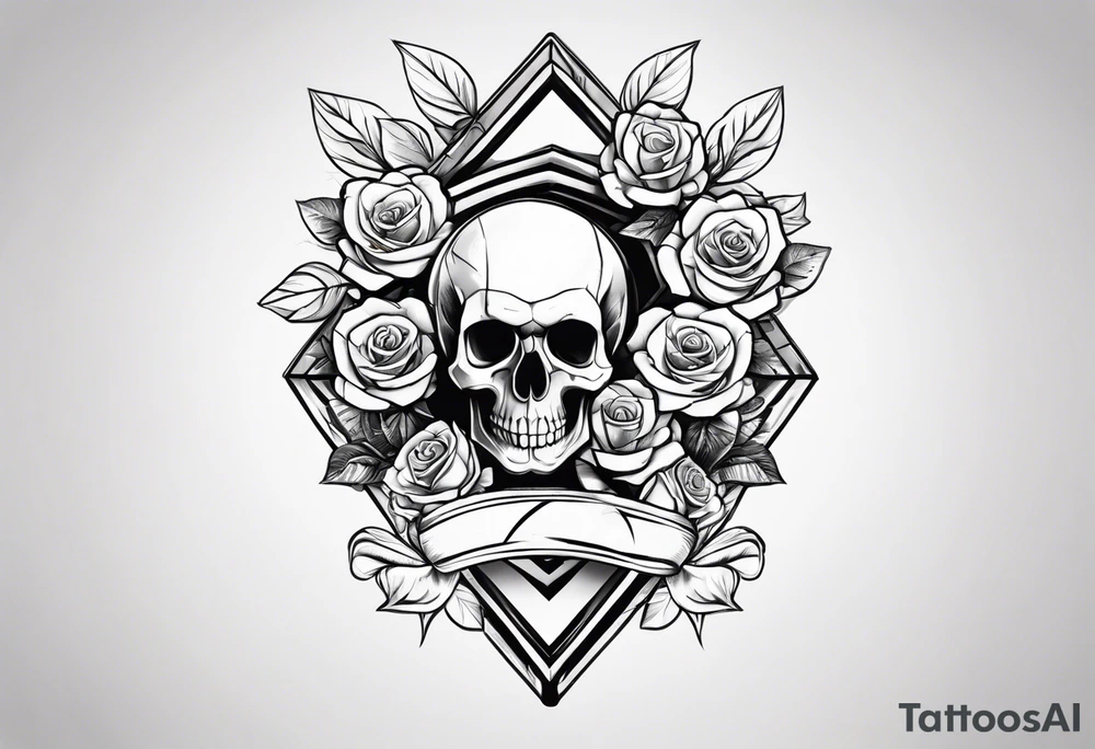 skull and roses tattoo idea