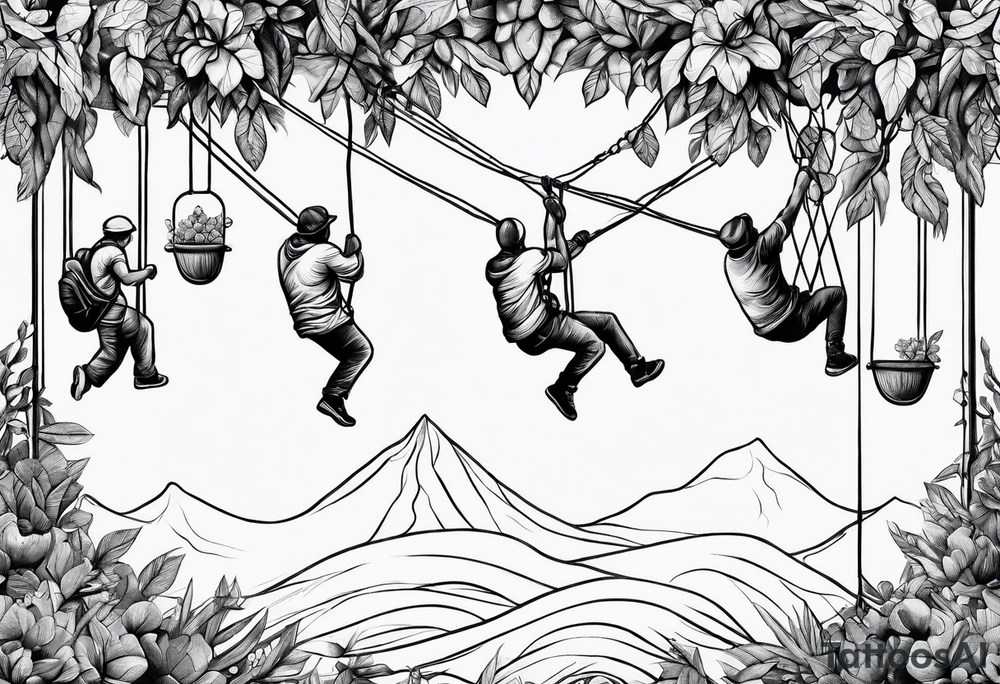 climbers hanging on ropes tattoo idea