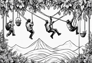 climbers hanging on ropes tattoo idea