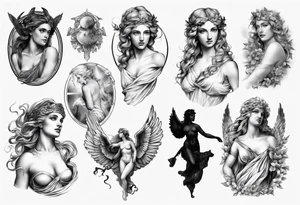 realistic Aphrodite greek mythology tattoo idea