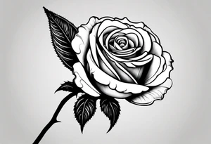 a human hand holding on to a single, long stem rose stem tattoo idea