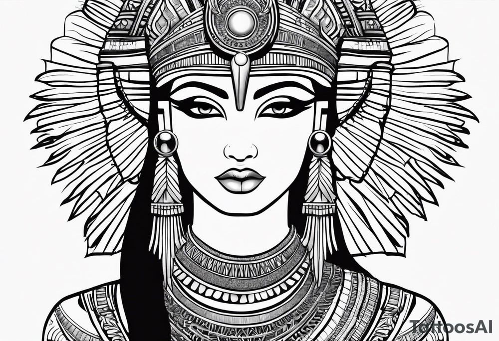 black and white Egyptian goddess Isis tattoo idea