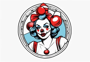 murderous female pin up clown tattoo idea