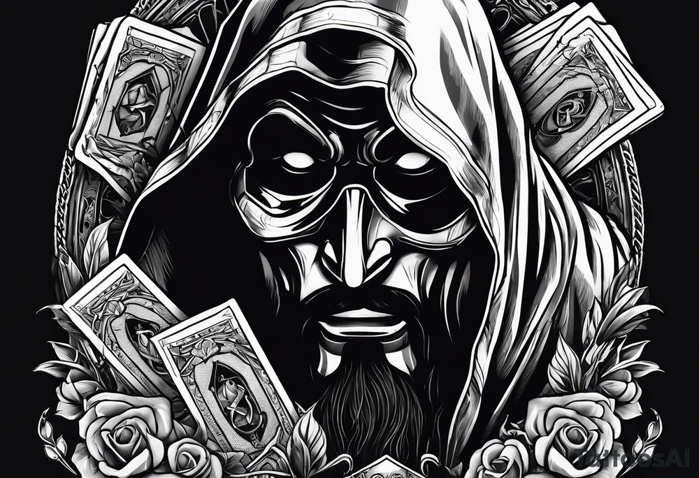 Ghostface holding fliers tattoo idea