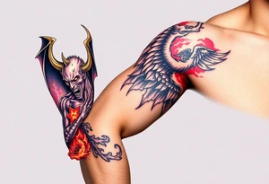 Devil, angel, hell, heaven tattoo idea