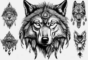 Indian Theme evil wolf photorealism tattoo idea