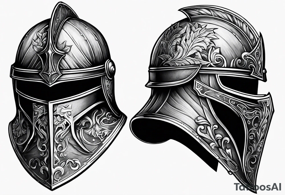 knight helmet tattoo idea