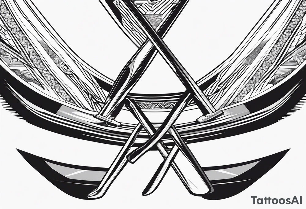 Pair of Skis, black and white, classic design tattoo idea