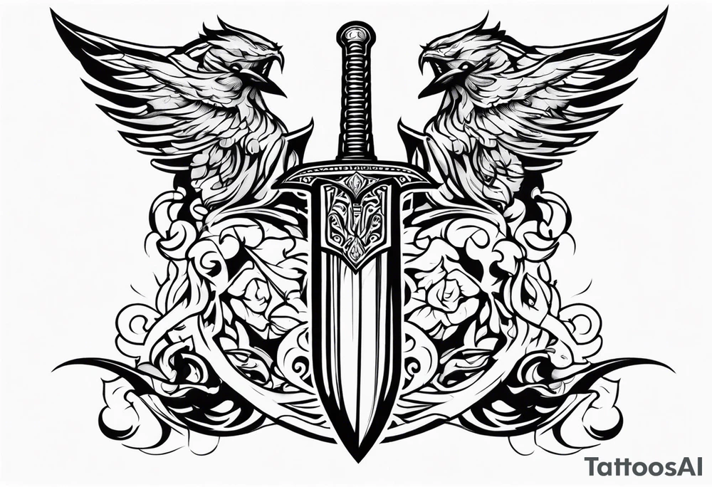 Valhalla sword fire tattoo idea