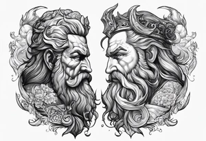 Poseidon and hades back to back tattoo idea