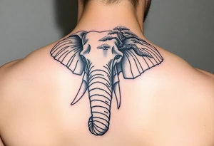 Head of an elephant with bonsai tree incorporated into it Japanese style tattoo idea