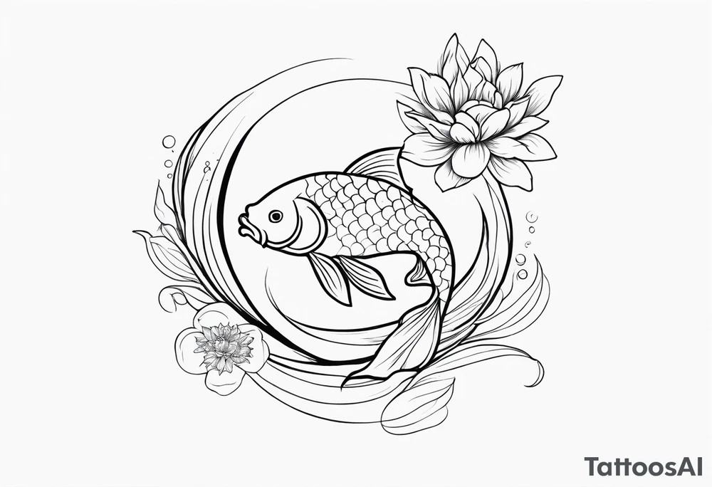 Koi fish with Taurus birth flower in the middle tattoo idea