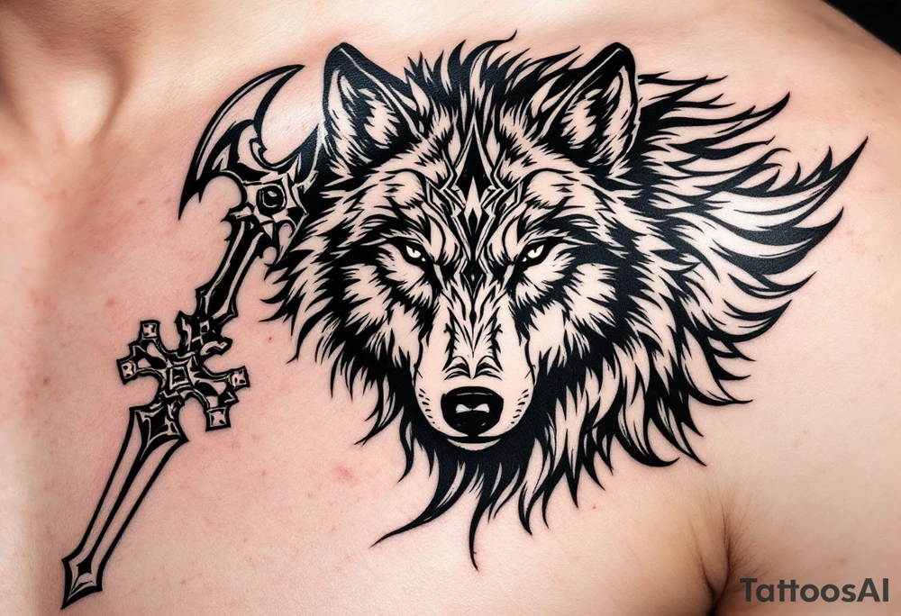 viking wolf tattoo idea