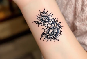 Word "phuong" written with sunflower tattoo idea