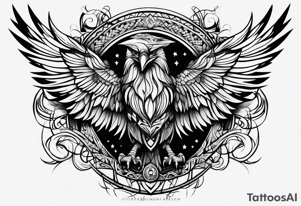 Raven wolf tattoo idea