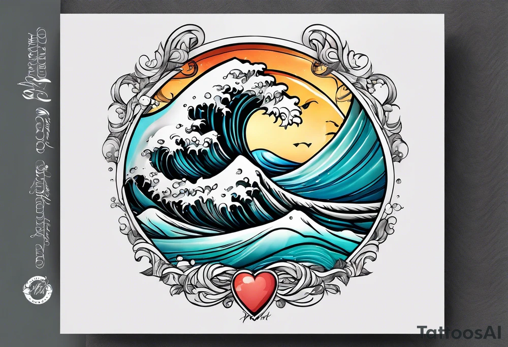 waves with "come what may" written underneath in cursive for forearm tattoo idea
