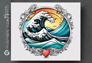 waves with "come what may" written underneath in cursive for forearm tattoo idea