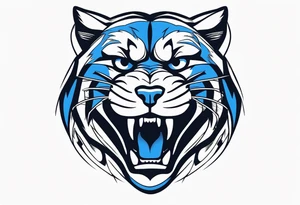 blue wildcat in football attire  morphing into jfootball game night half of the face is a black male school student tattoo idea